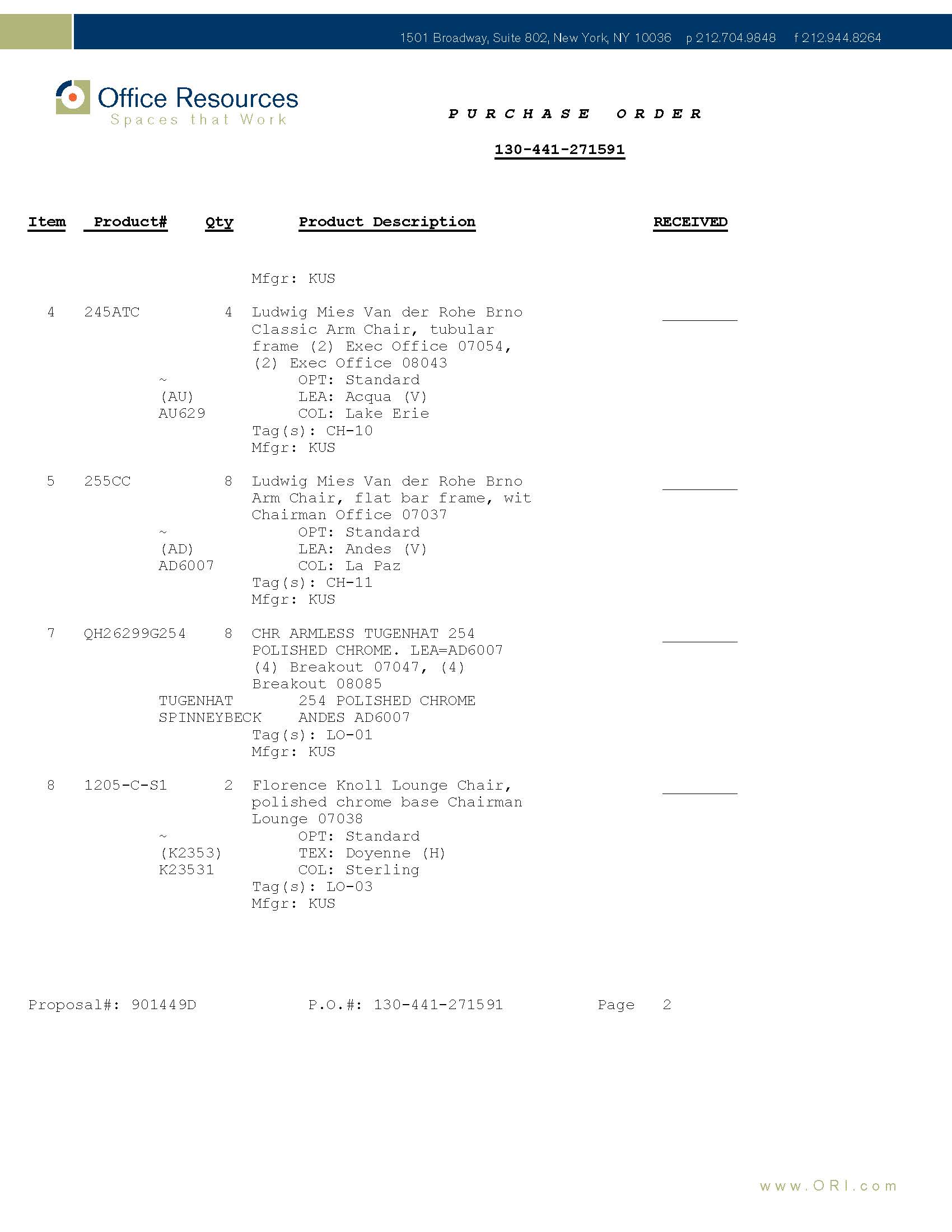 Furniture Orders Certified