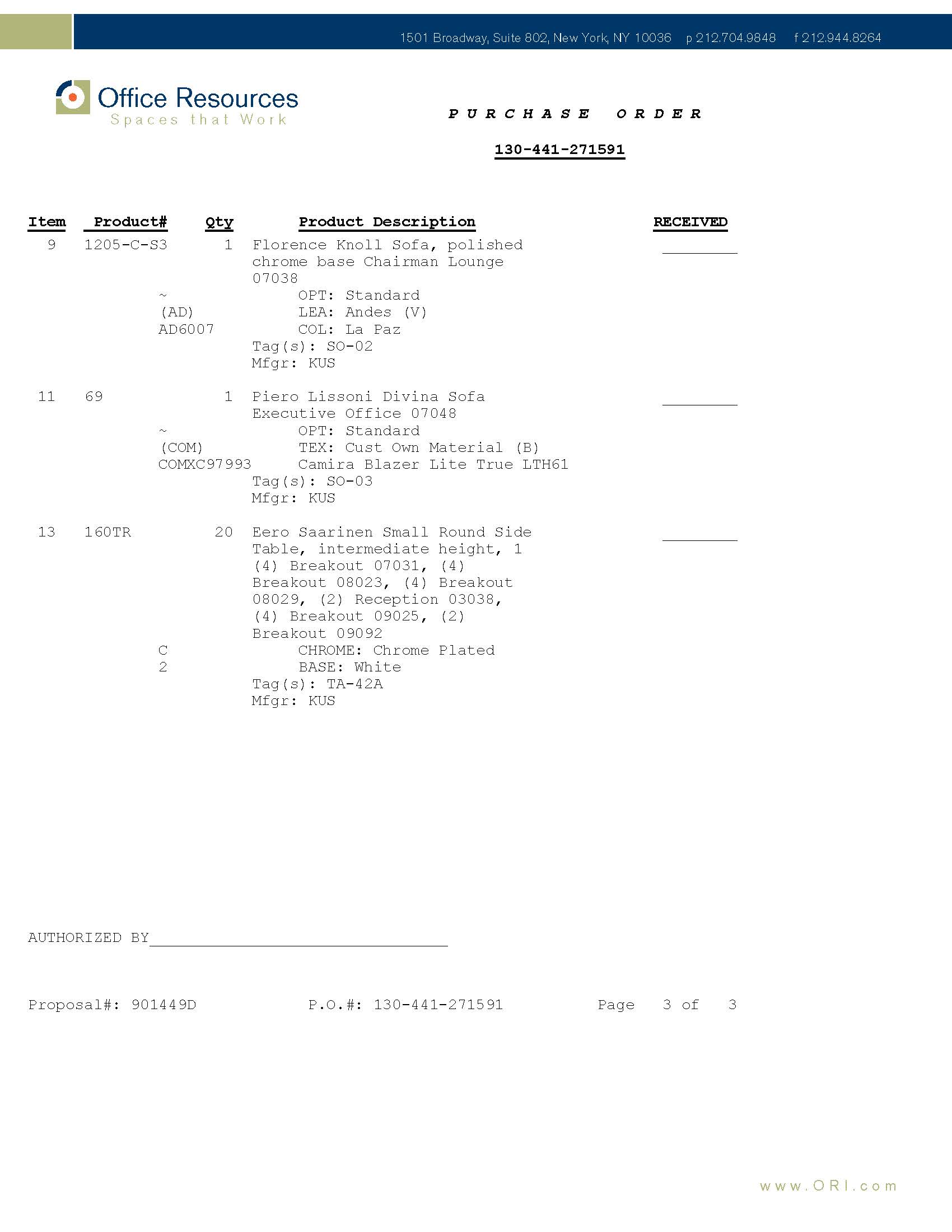 Furniture Orders Certified